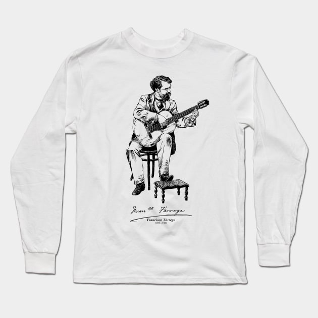 Francisco Tárrega-Spanish-classical guitar Long Sleeve T-Shirt by StabbedHeart